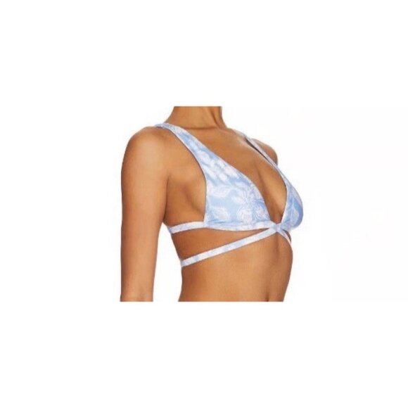 L Space Avery Bikini Top XL Womens Floral Blue Print Swimwear - Picture 2 of 8